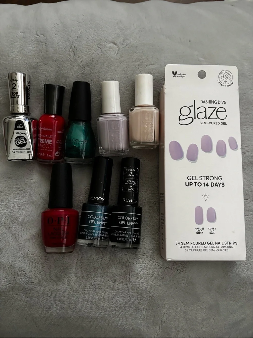 Bundle of Nail Polish and Glaze Semi-Cured Gel Nail Strips - Lavender